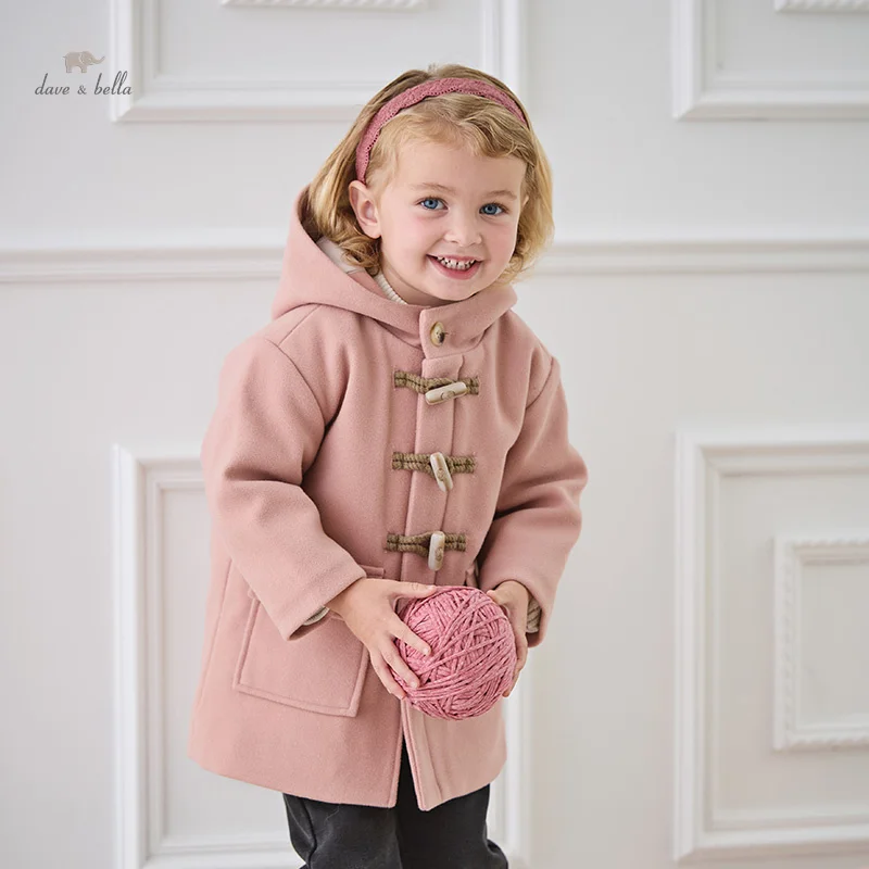 Dave Bella Children Girls Baby Fashion Outerwear 2024 Autumn Winter Fashion Casual Outdoor Overcoat Cute knit Top Warm DB4242412