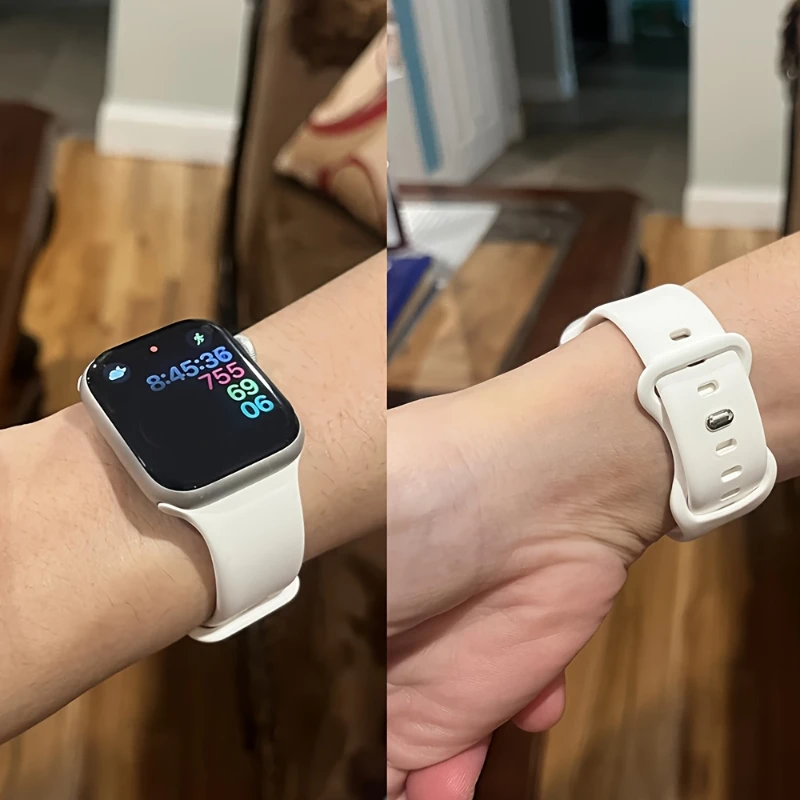 Bracelet en Silicone pour Apple Watch, 40mm 44mm 45mm 46mm 42-41mm, bracelet de sport série iWatch 11 10 9 8 3 SE ultra 2-3 49mm