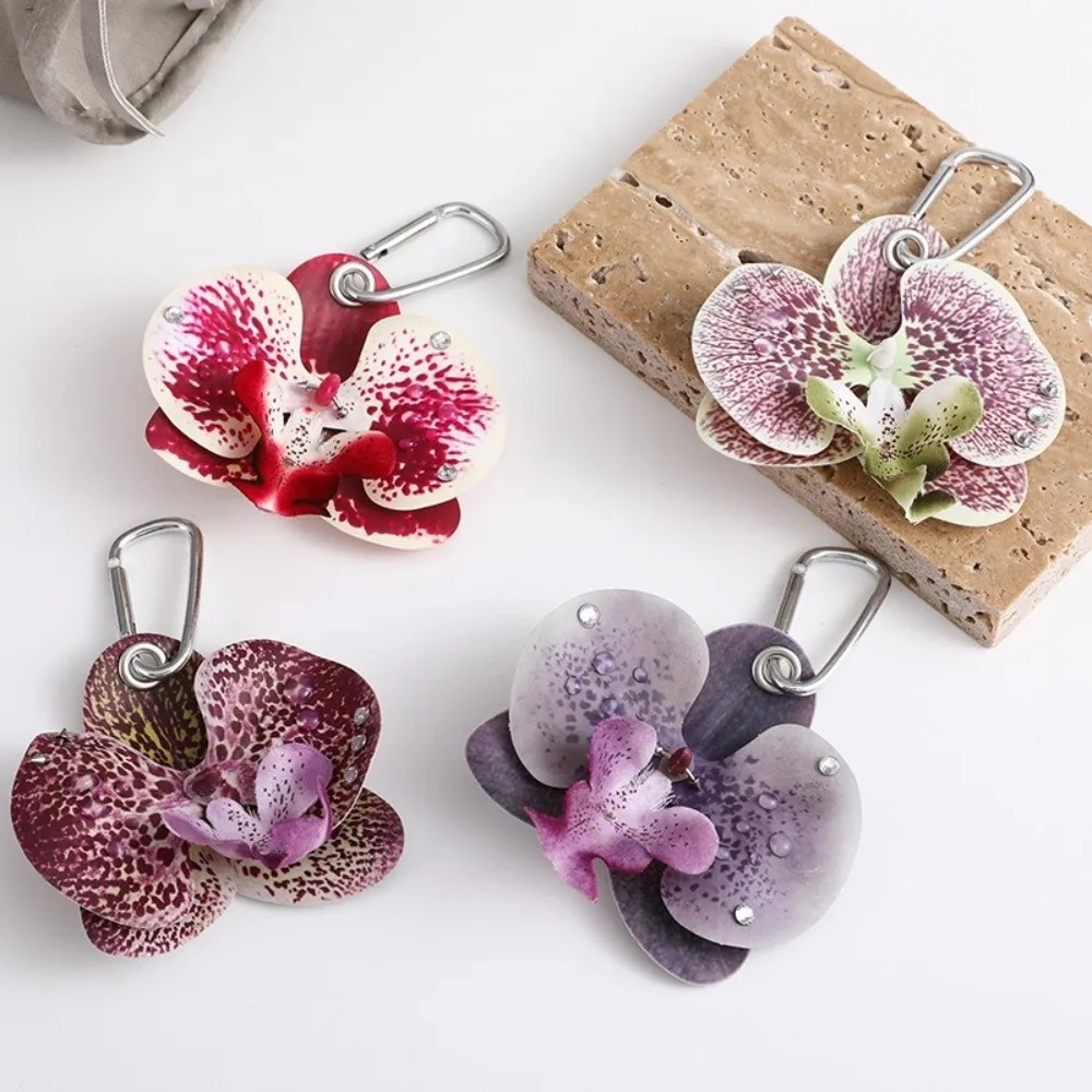 

Creative Colorful Phalaenopsis Keychain Handmade Simulation Flower Bag Charms Orchid Lily Flower Keyring