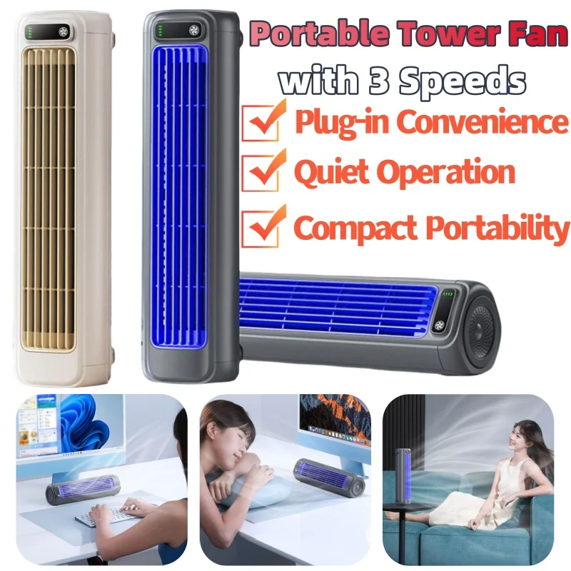 

Portable Fan Air Cooling Fan Electric Fan Air Conditioner Fan Quiet Wall Mount Desk Fan Tower Fan 3 Speed Rechargeable for Home