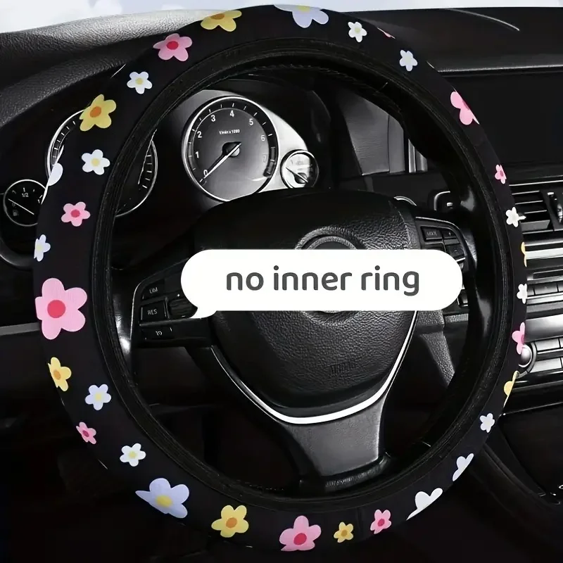 

Universal Car Steering Wheel Cover Protector Daisy Printed Cover Breathable Anti-Skid Elastic Auto Decorations Car Accessories