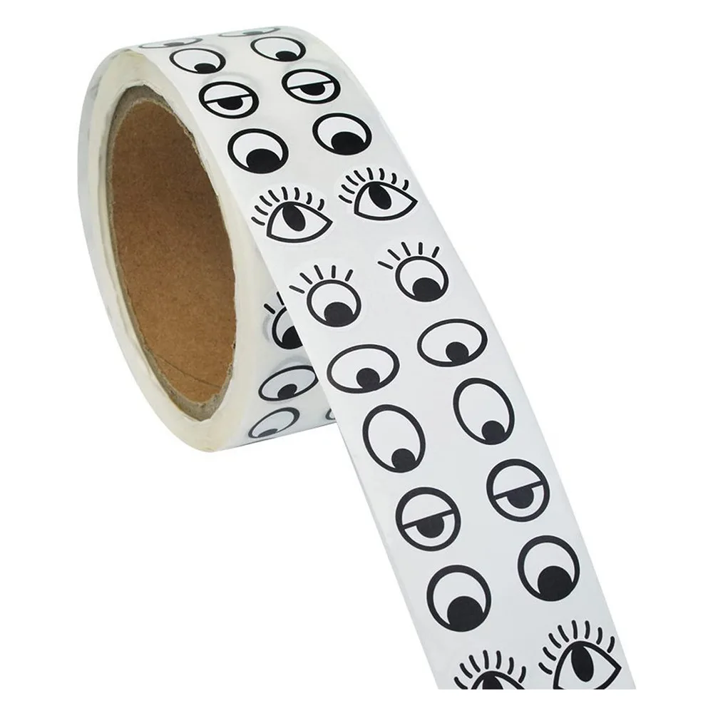 

1 рулон, черно-белые наклейки для глаз, клейкие этикетки для поделок своими руками, скрапбуков, декор для вечеринки, долговечность, легко наносится