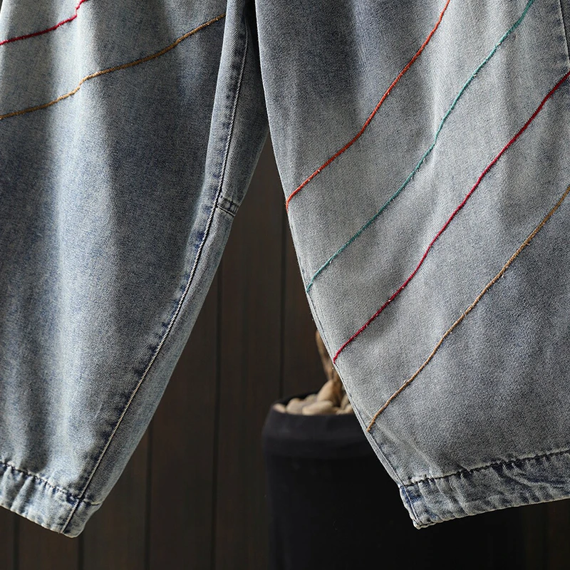 Women Casual Boyfriend Jeans New Arrival 2026 Spring Vintage Style Streetwear Big Pockets Female Ankle-length Denim Pants M2381