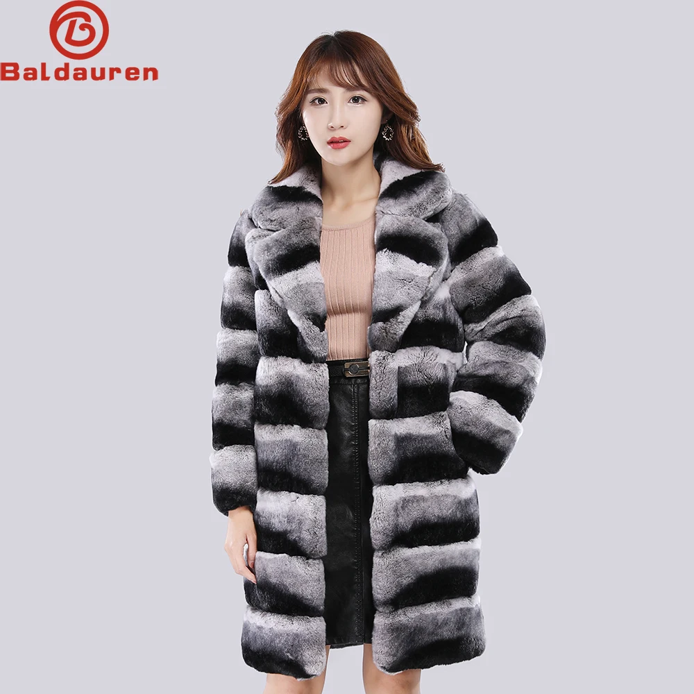 2025 Fashion Women Natural Rex Rabbit Fur Coat With Fur Collar Warm Winter Jacket Women Warm Chinchilla Fur Jacket Real Fur Coat