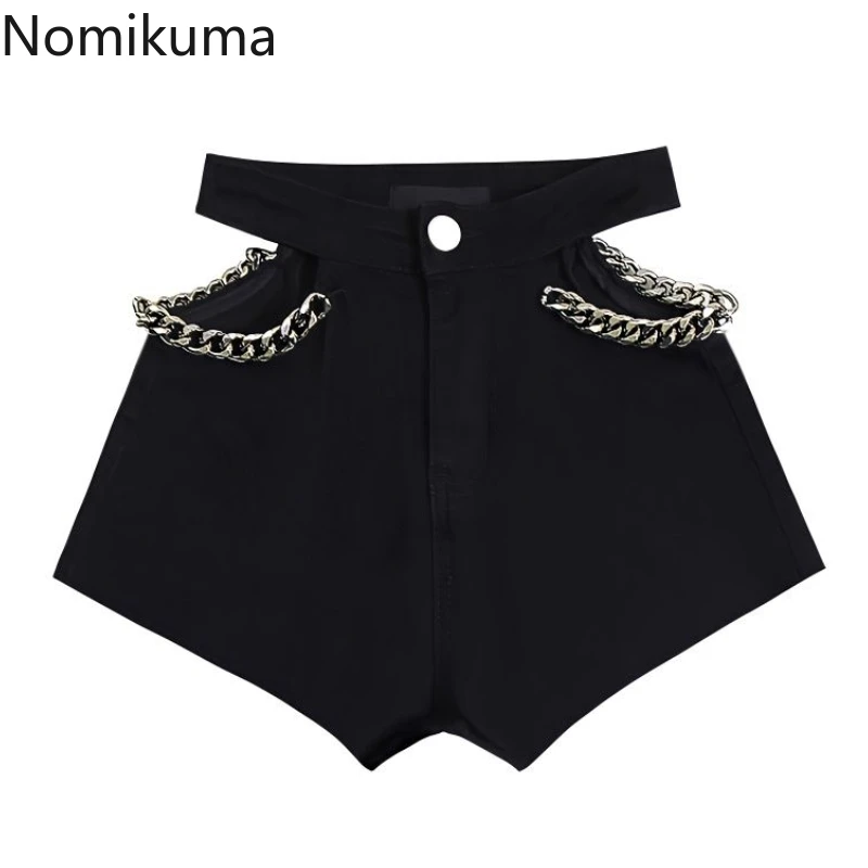 Neue Hosen Harajuku schwarz y2k Shorts Frauen sexy aushöhlen Sommer weites Bein Hosen Streetwear lässig Pantalones Cortos de Mujer