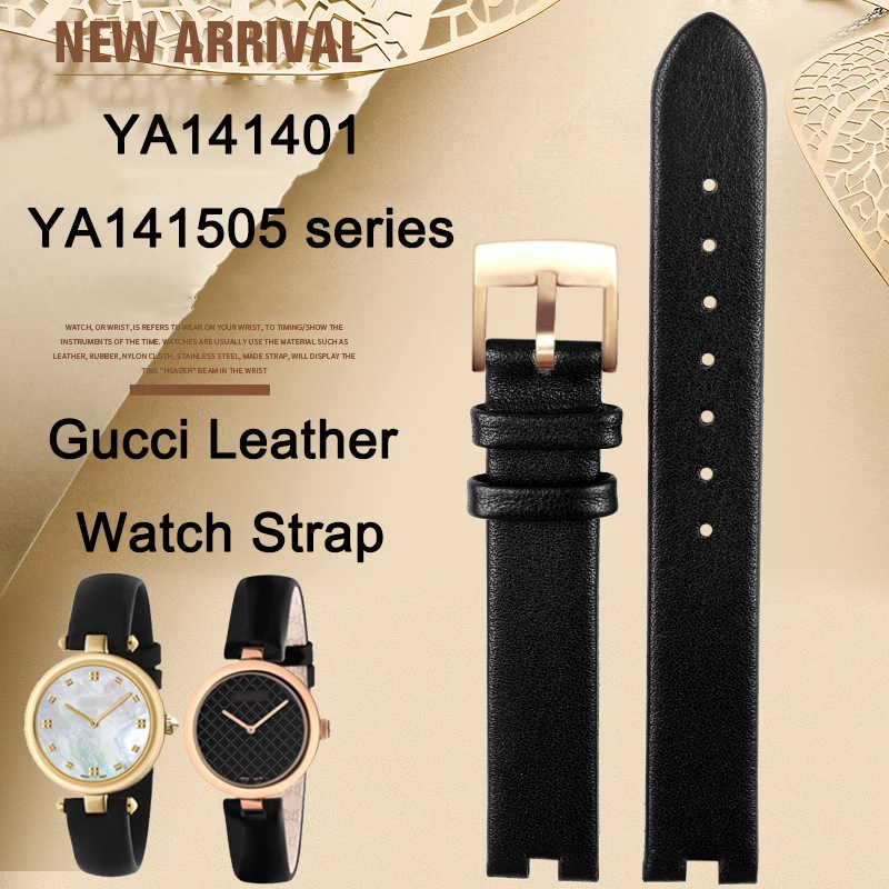 

12mm 14mm Ladies eather Strap For Gucci Leather Notch Watch band YA141401 YA141505 Belt Women's Leather Watch Chain Wristband