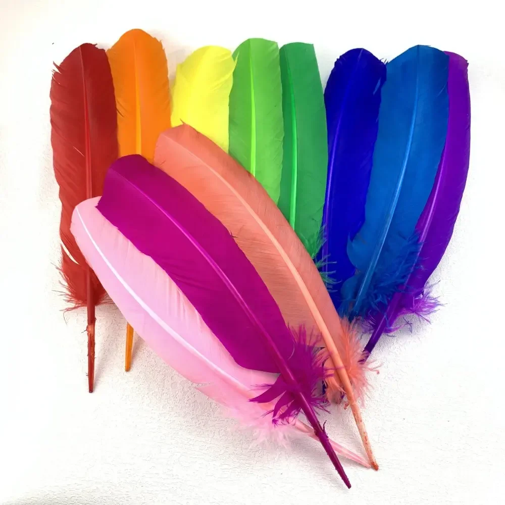 10 Color Goose Plumes, Turkey Pointers, Quill Large Feathers for Fashion Decorations, 10-12in, 10-100PCs per Lot