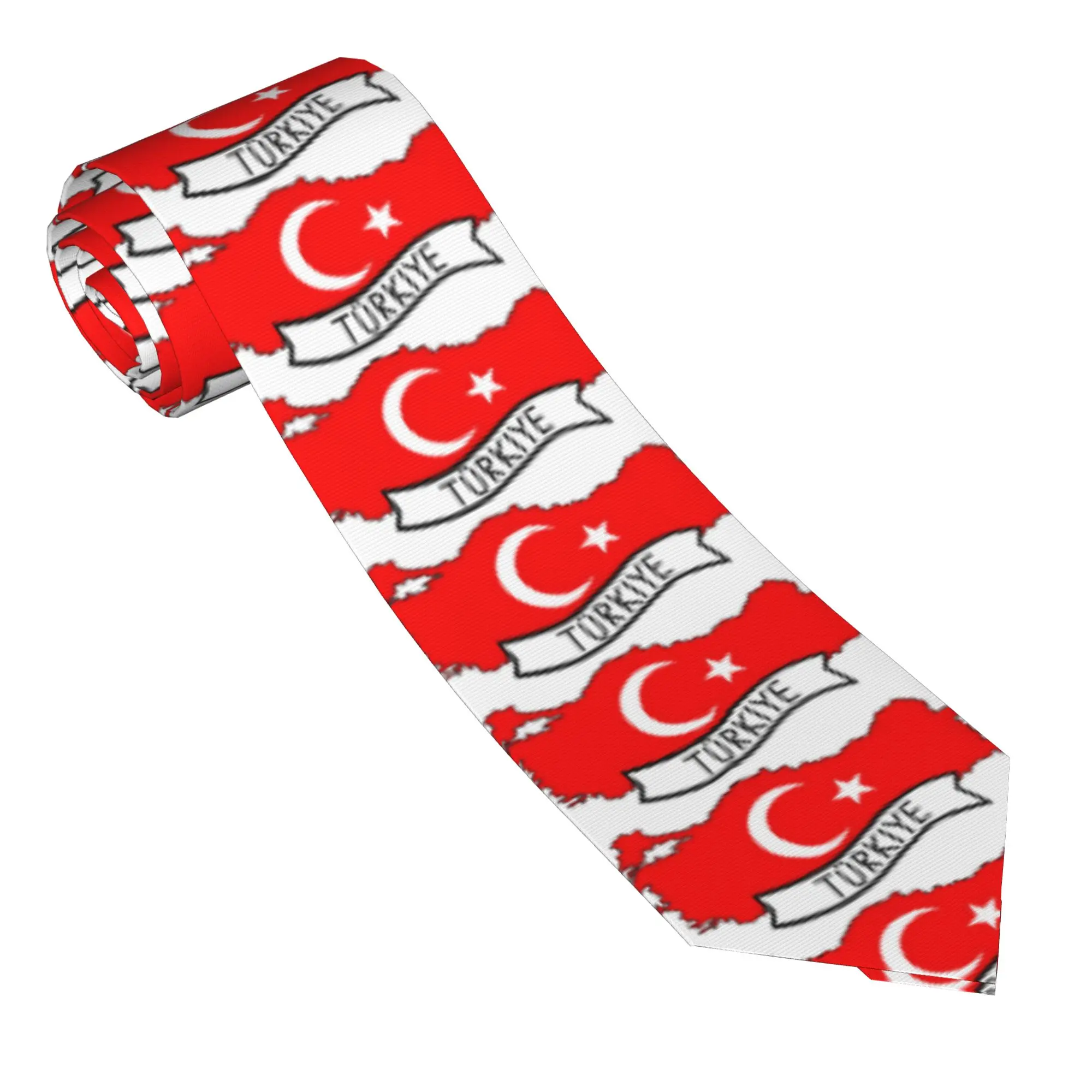 Turkey Flag Map Tie  Cosplay Party Neck Ties Unisex Adult Vintage Cool Necktie Accessories High Quality Design Collar Tie