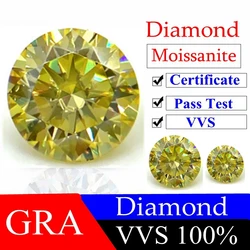 Top Real VVS1 Yellow Moissanite Diamond D Color Gems Diy Material For Jewelry Making Loose Gemstone