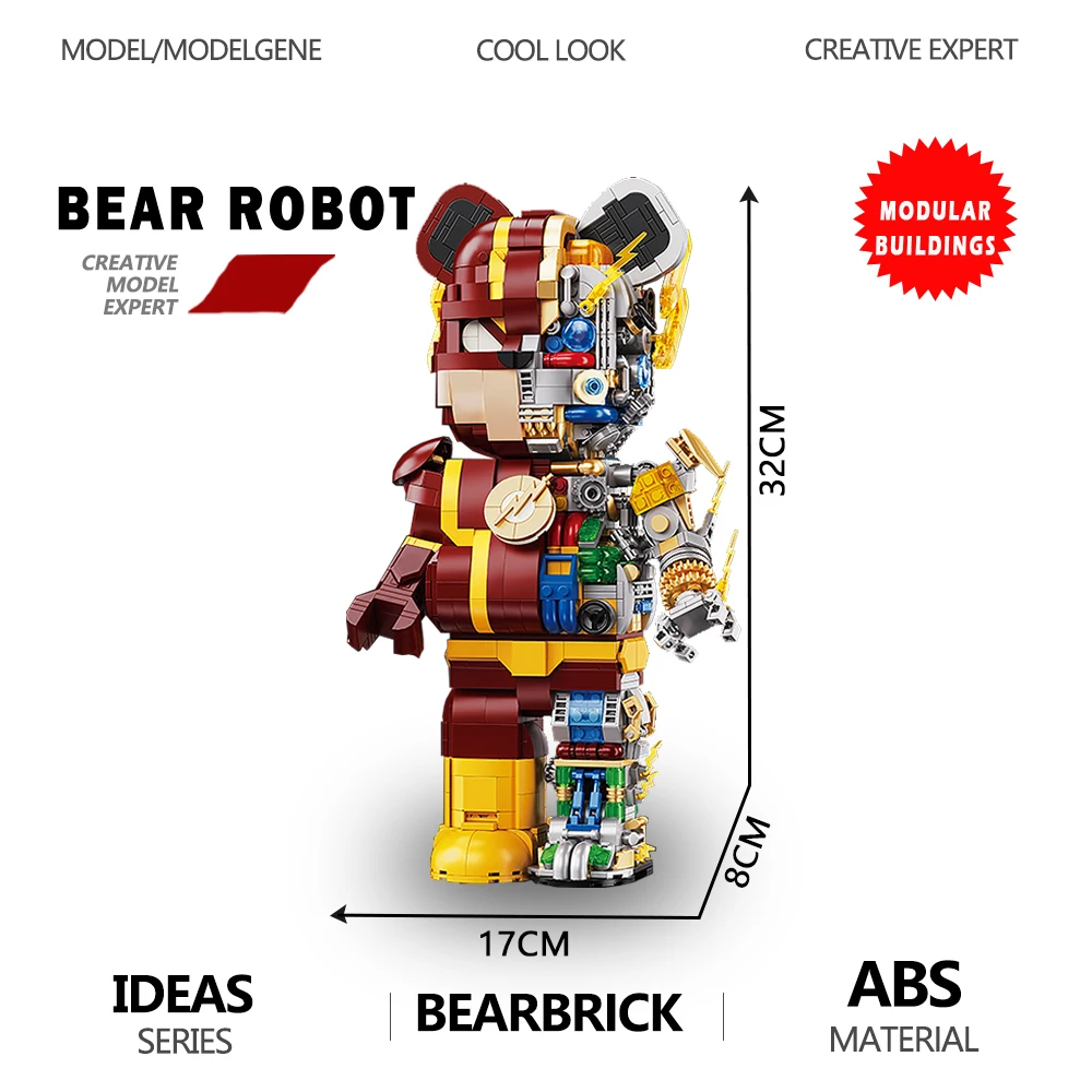 

Механическая модель 3D, полукорпус, модель робота, строительные блоки, конструктор MOC технический медведь, игрушки для детей, взрослых, рождественские подарки