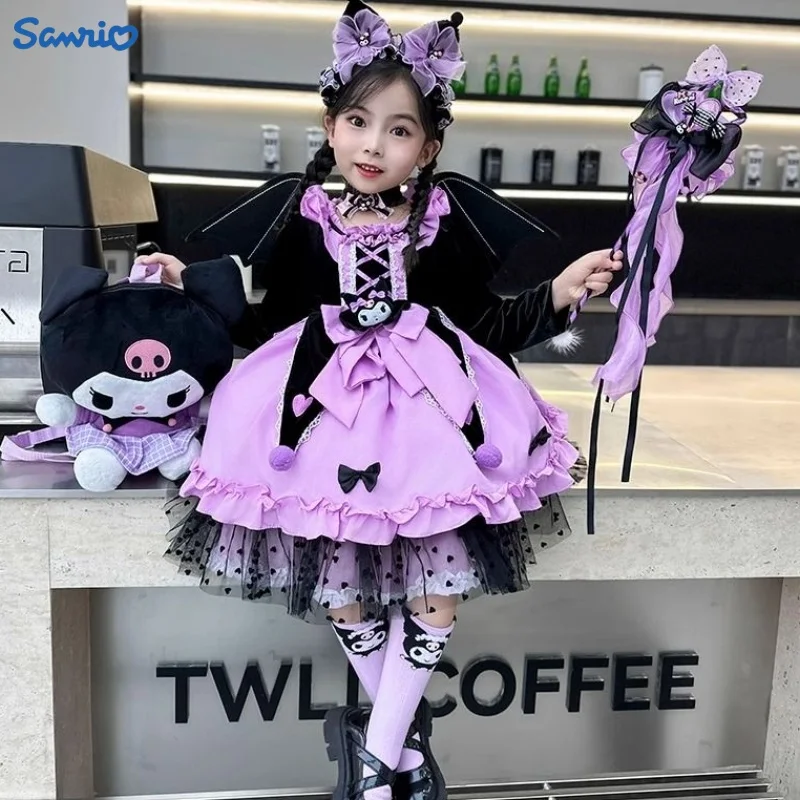 Hot Sanrio Kuromi Lolita Dress Spring And Autumn Cos Accessories Cute Cartoon Birthday Party Role Play Dress Girl Gifts Toys