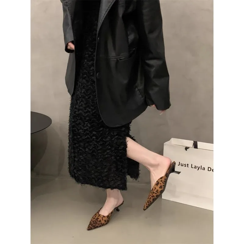 Sexy Women Slippers Pointed Toe Dress Mules Shoes Fashion Walking Sandals Summer Luxury Slingback Flip Flops Femme Slides Pumps