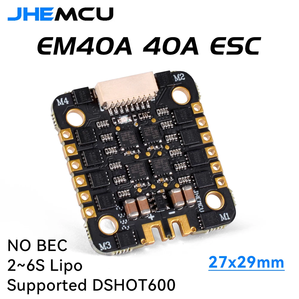 JHEMCU EM40A 40A BLheli_S 4in1 Brushless ESC 2-6S DShot600 for RC FPV Racing Drone