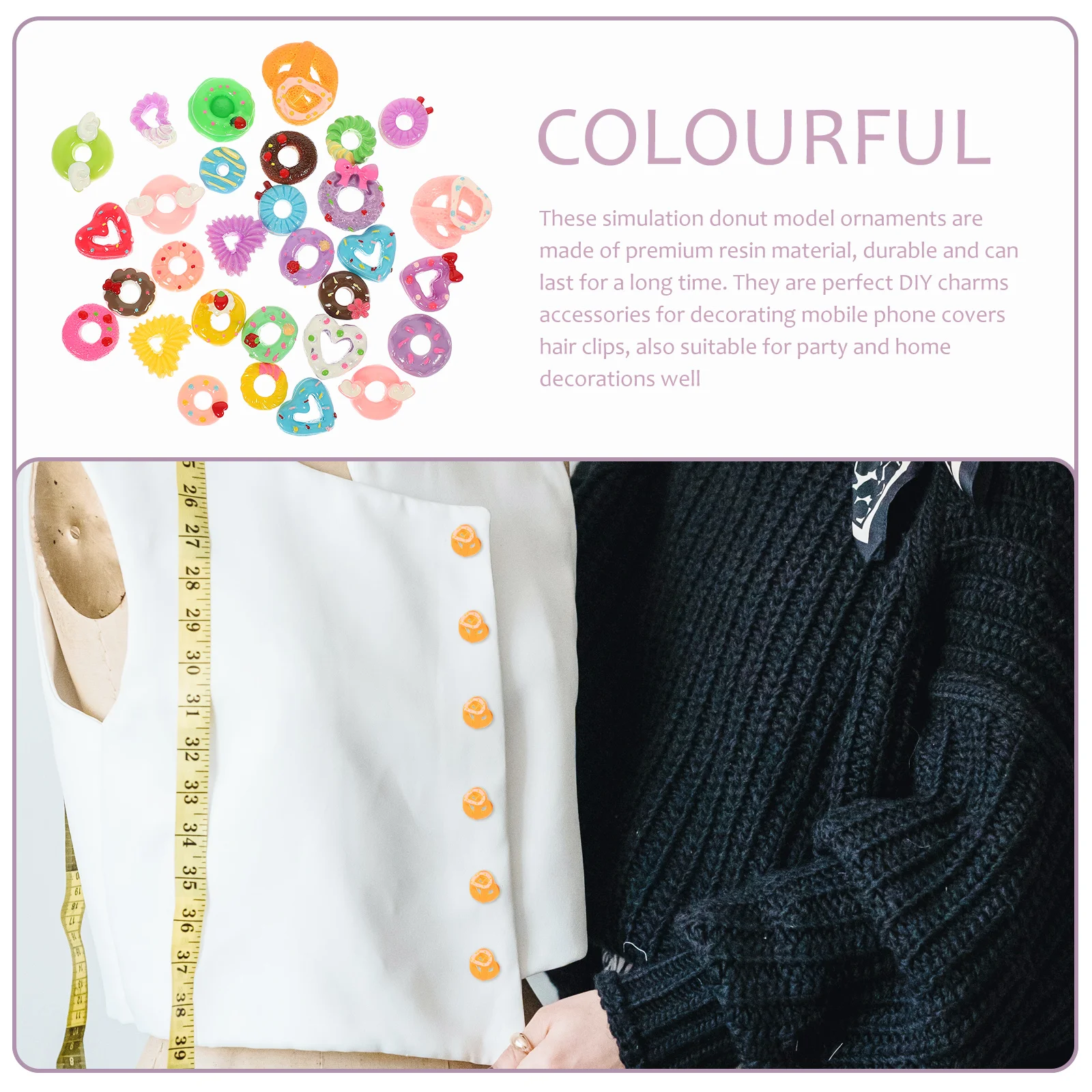 30Pcs Mini Donut Resin Ornaments Simulation Food Accessories DIY Phone Cover Charms Phone Shell Craft Decorations Handmade