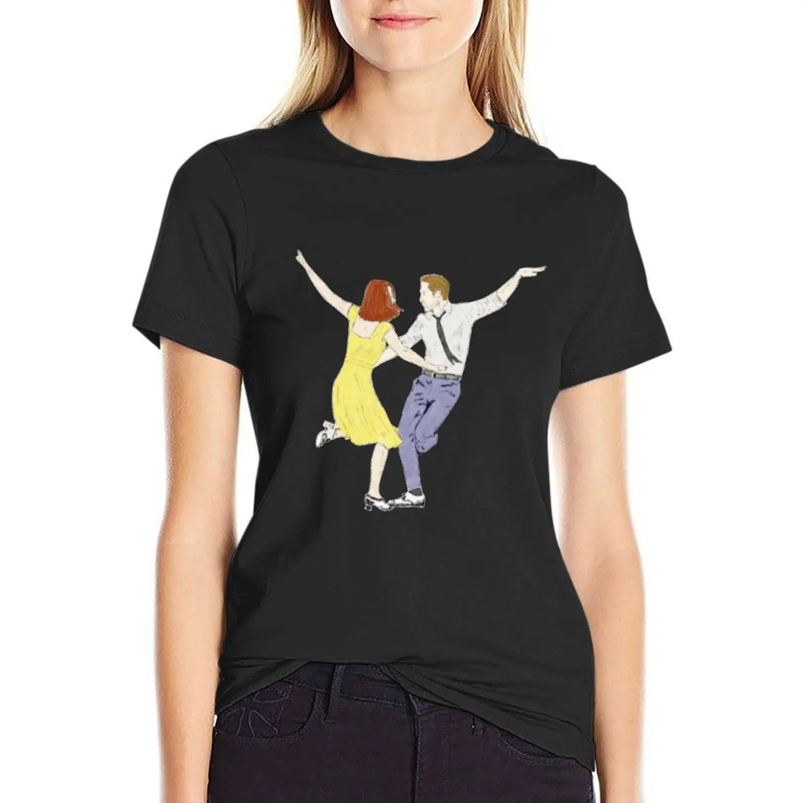 

La La Land - Watercolor T-Shirt plus size tops Aesthetic clothing summer top cute tops Women's cotton t-shirt