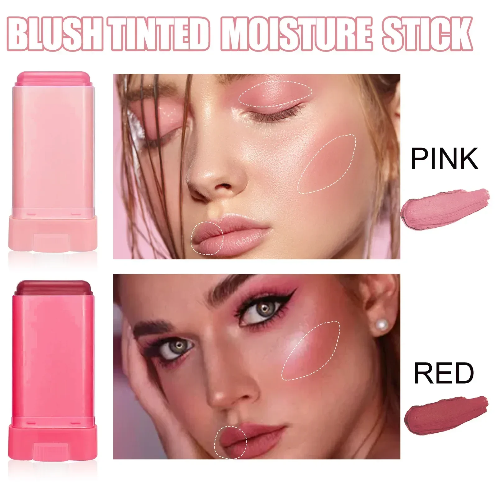 Sedoso fosco pérola blush creme vermelho rosa natural hidratante lábio à prova dwaterproof água duradoura bochecha blush creme vara aplicar blush para maquiagem