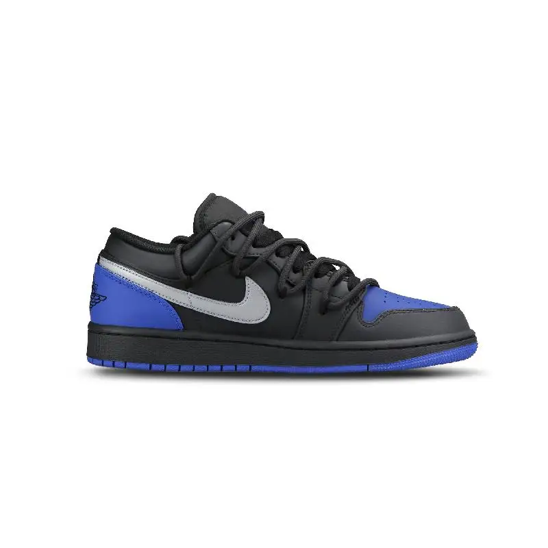 【Customize】Air Jordan 1 Vintage Basketball Shoes Men Low-top Black Silver Blue Sneakers shoes 553558-140