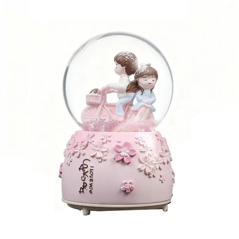Couples Snow Globe Music Box 4