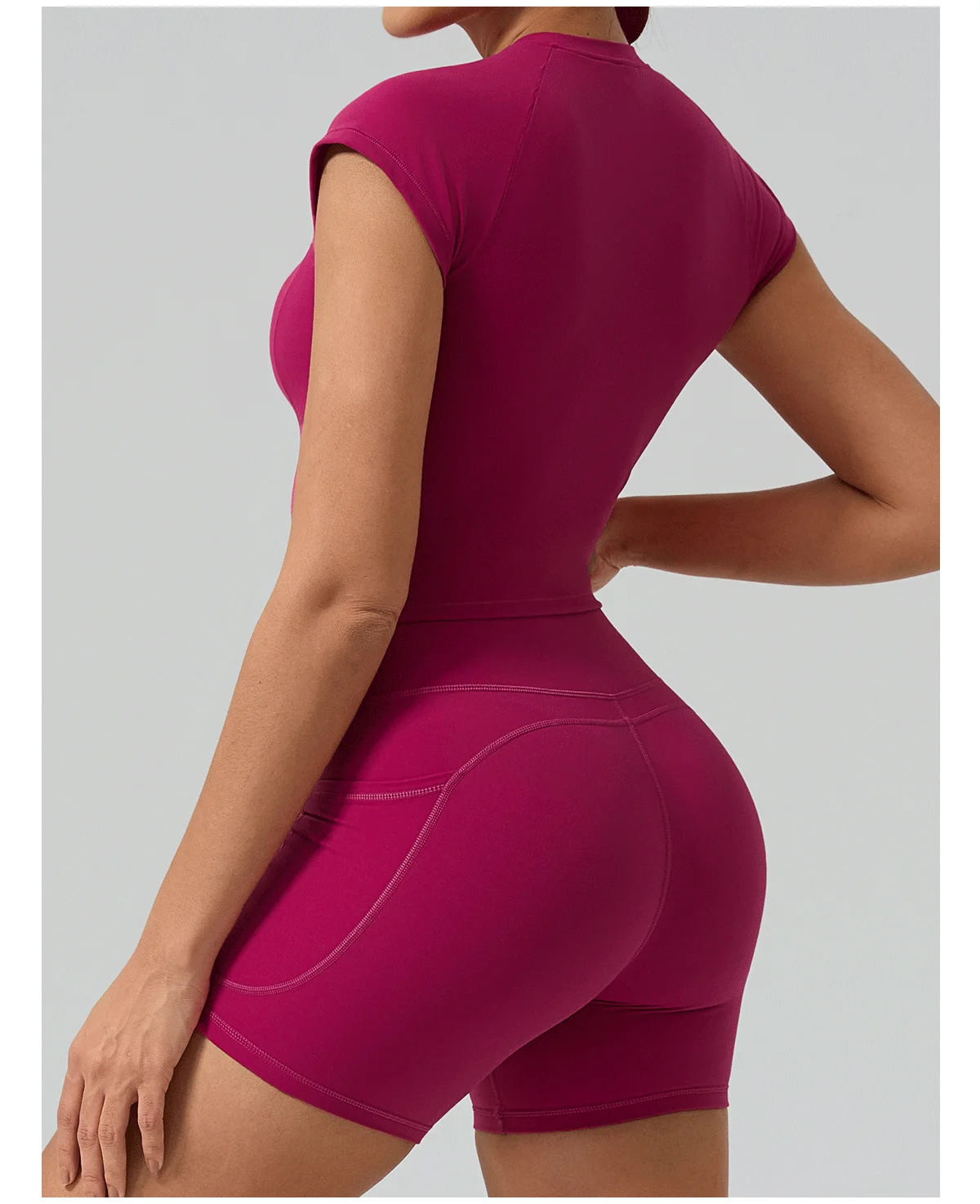 Hearuisavy Gym High Impact Kurzarm-Sport-T-Shirt für Damen, atmungsaktiv, schnell trocknend, eng anliegend, Yoga-Fitness-Tops, Lauf-Workout-T-Shirt – Detail 31