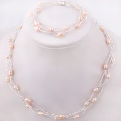 6-8mm Natural Oval Freshwater Pearl Tiny Beads Necklace 16