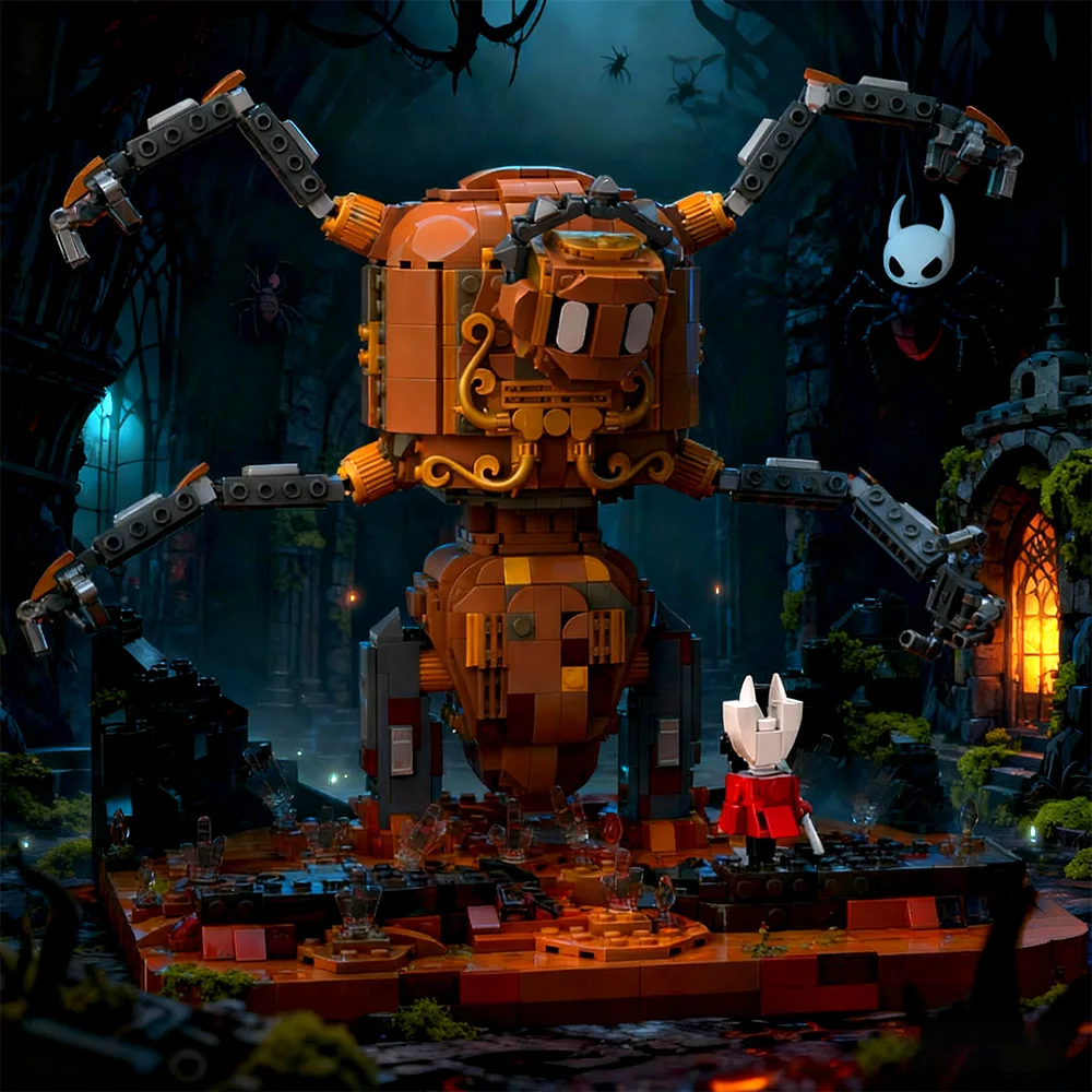 

Hollow Knight Silksong Fourth Chorus Boss Fight Building Block Lava Pool Battle Diorama с базовым сложным комплектом для взрослых фанатов