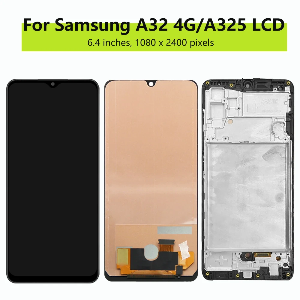 Super AMOLED A32 4G A325 Display Screen For Samsung Galaxy SM-A325F A325F/DS A325M LCD Display Touch Scren Digitizer Replacement