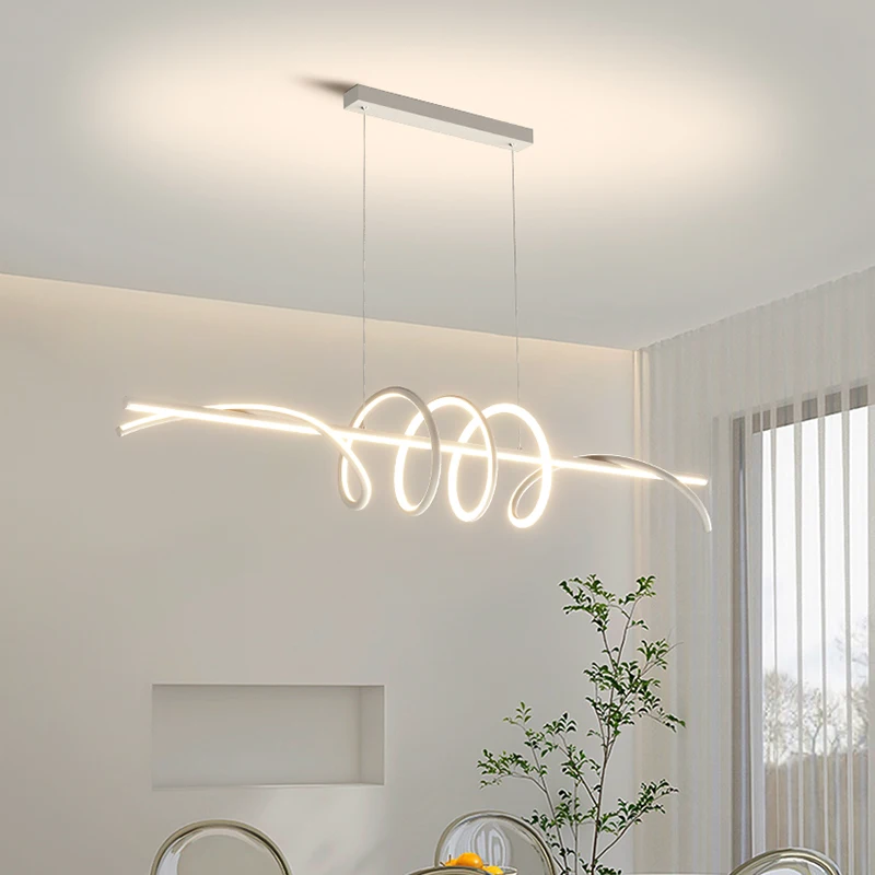 Modern Long Led Pendant Light for Restaurant Dining Room Table Bar Kitchen Island Dimming Led Simple Line Chandelier 100cm 120cm