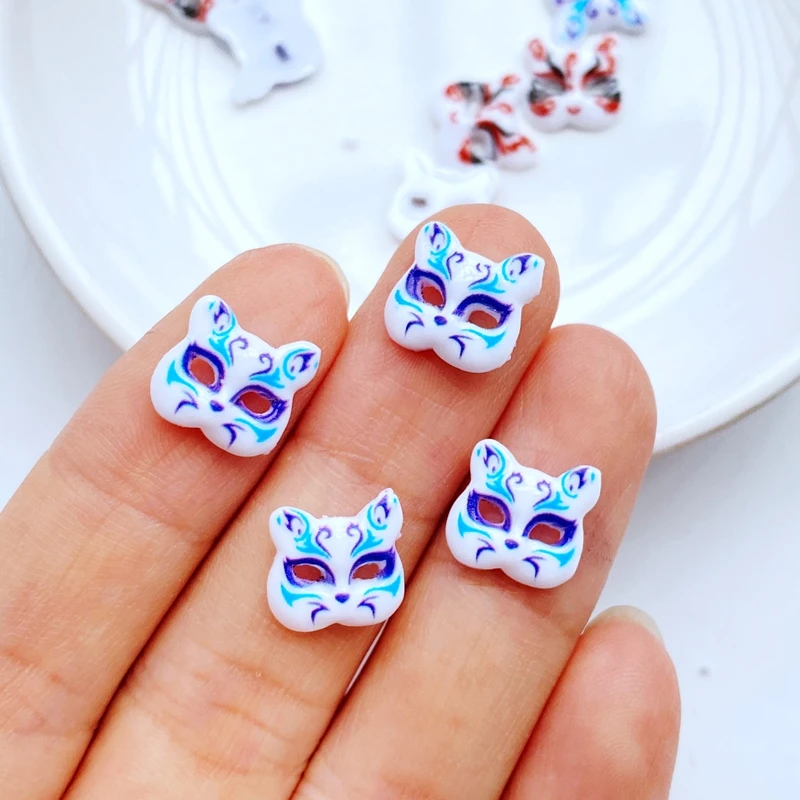 50Pcs New Cute 10mm Mini Lovely Cartoon Mask Flat Back Resin Cabochons Scrapbooking DIY Jewelry Craft Decoration Accessorie