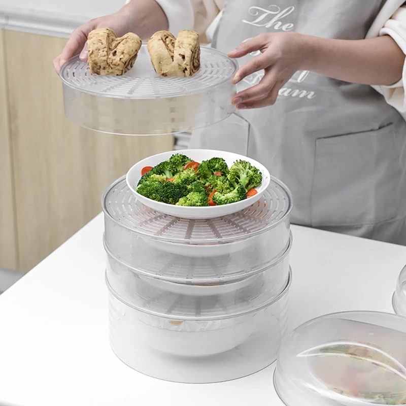 

Promotion! 5 Layers Transparent Dish Food Cover Stackable Modern Tiered Insulation Food Cover Fresh Box Leftovers Cover