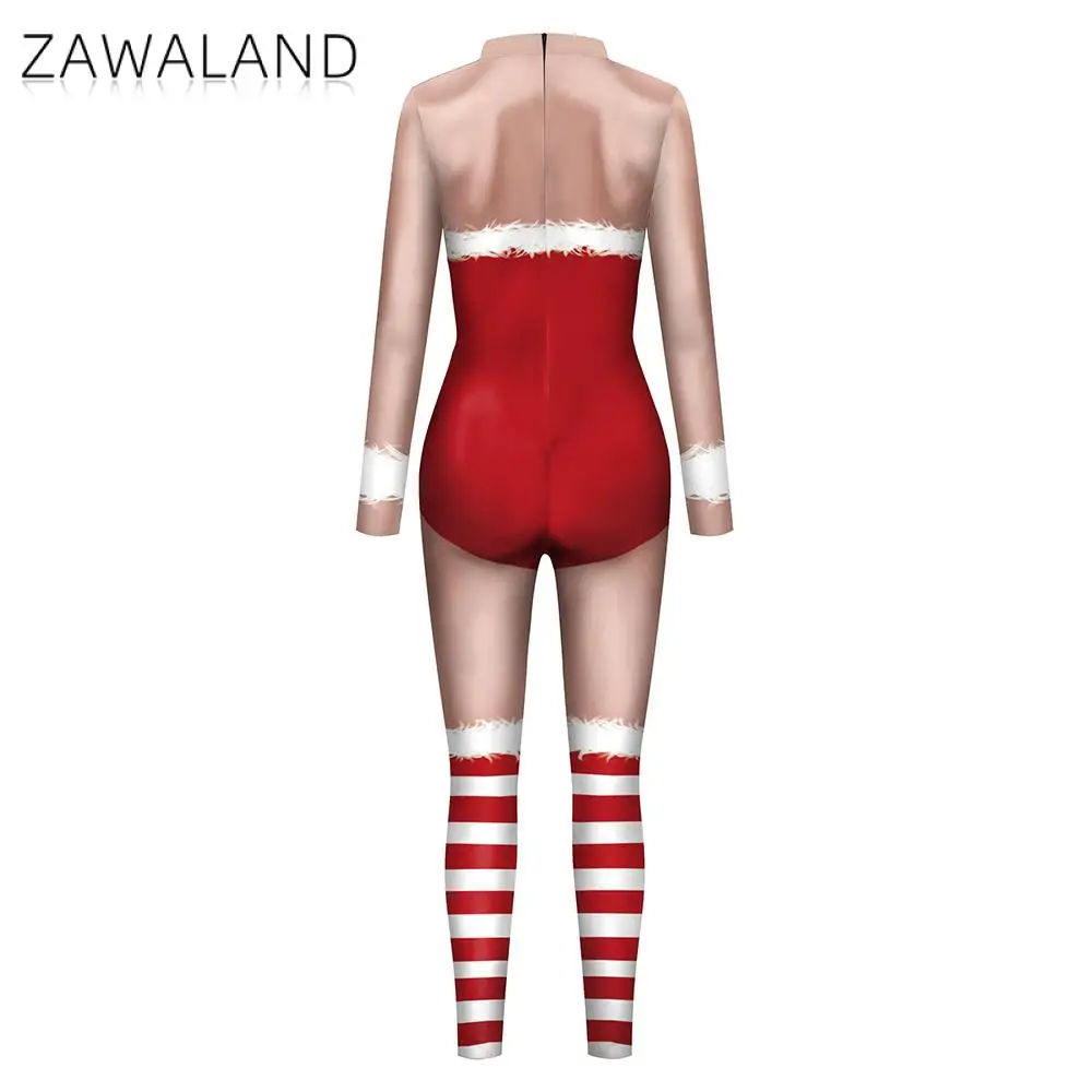 Women Catsuit Bodysuit Christmas Cosplay Costume Zentai Festival Party Suit 3D Printing Clothes Anime Jumpsuit Halloween Dress