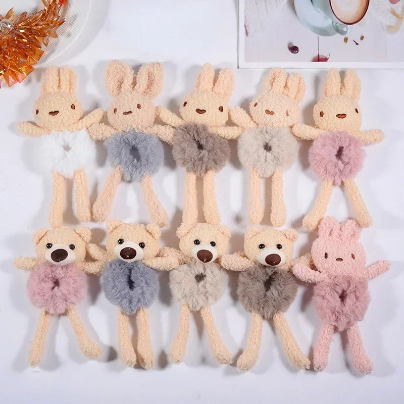 Bonito dos desenhos animados animal faixa de borracha para meninas rabo de cavalo de pelúcia maruko laço de cabelo elástico anel de cabelo headwear