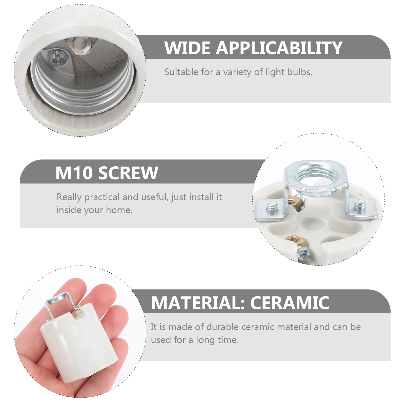 

4pcs E26 Screw Lamp Socket Light Bulb Holder For Ceiling Wall Table Lamp Durable Ceramic Threaded Base Industrial Style Strong