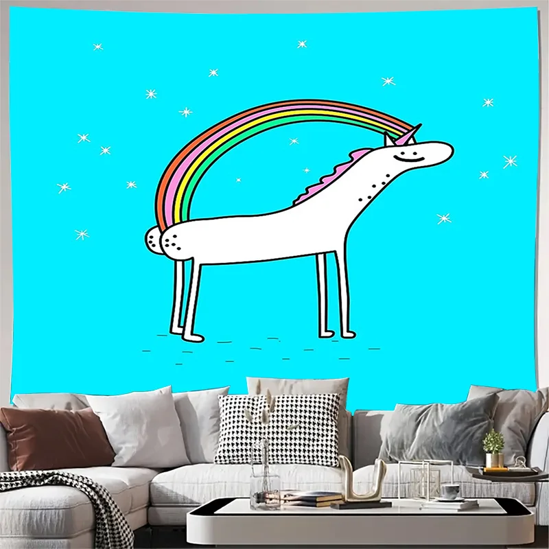 Tapiz de unicornio bonito para colgar en la pared, decoración estética para habitación, arte de pared Hippie, telón de fondo natural, decoración del dormitorio, regalo, decoración del hogar