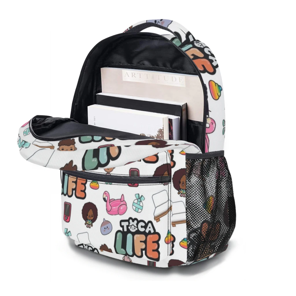 Mochila Toca Boca para Meninos, Grande Capacidade, Mochila Escolar Estudantil Cartoon, 17"