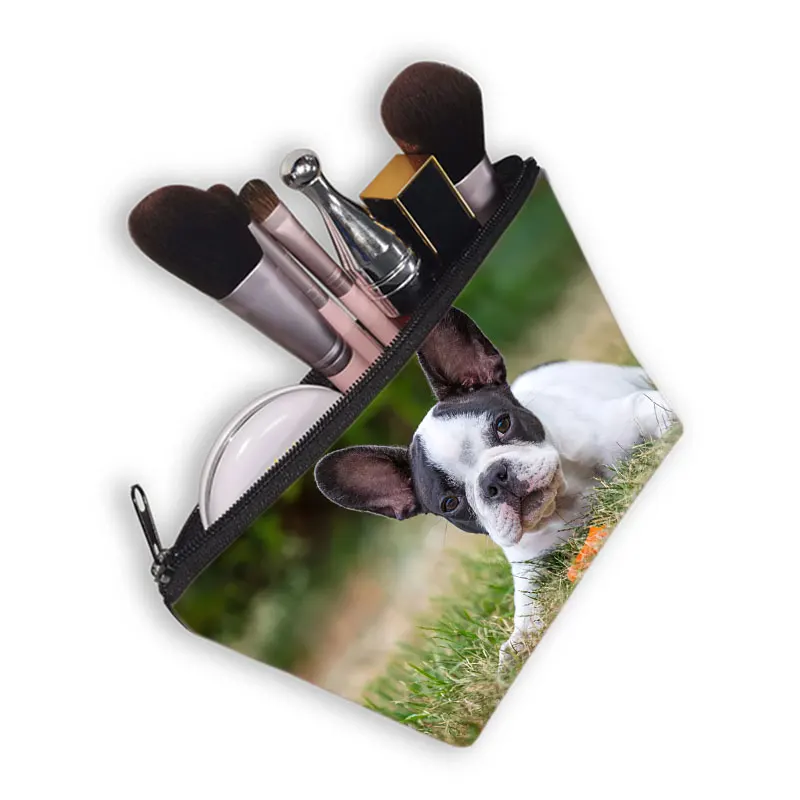 Maltese / Boston Terrier Dog Print Cosmetic Case Women Boxer Dogs Makeup Bags Organizer Toiletry Bag Zipper Pouch Lipstick Bags