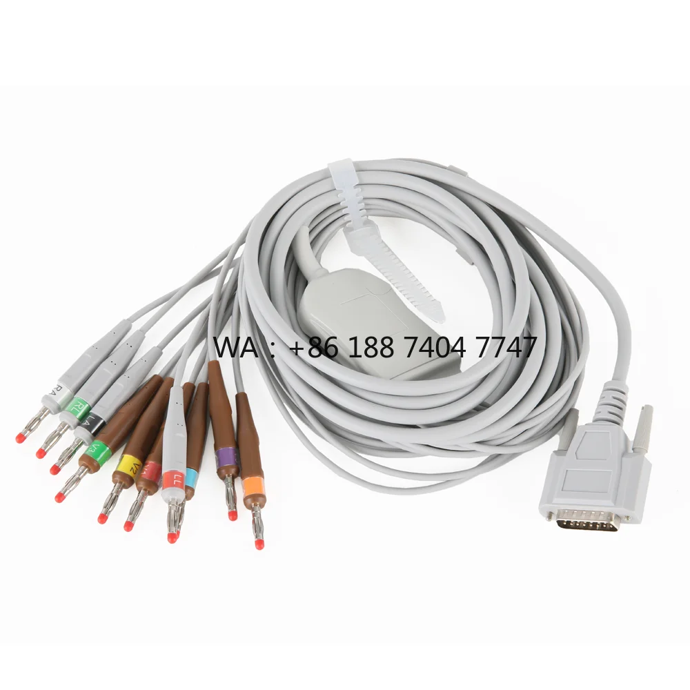 Compatible with Edan SE-601B 10 Leads Direct-Connect EKG Cables ST-1212 AHA Standard with Banana 4.0mm Connector