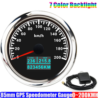 7 Color LED Auto Car 85mm GPS Speedometer Gauge with GPS antenna 30KMH,60KMH,120KMH,200KMH Marine Boat Yacht COG TRIP Odometer