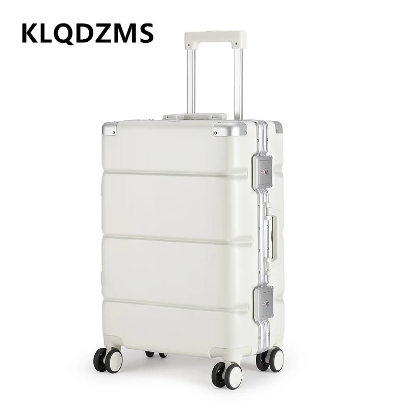 KLQDZMS kotak troli wanita, koper bingkai aluminium kapasitas besar 20 inci 22 "24" 26 "28" ABS + PC kabin koper