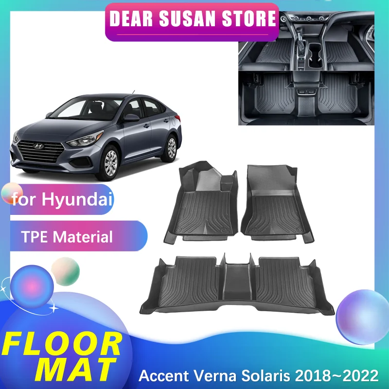 

Car Floor Mat for Hyundai Accent Verna Solaris HC Sedan 2018~2023 Foot Parts TPE Liner Carpet Pad Custom Cover Rug Accessories