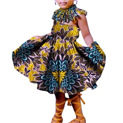 Robe africaine avec glands pour filles, ensemble 2 pièces, collier ras du cou, imprimé africain, jolie robe de soirée pour enfants WYT221