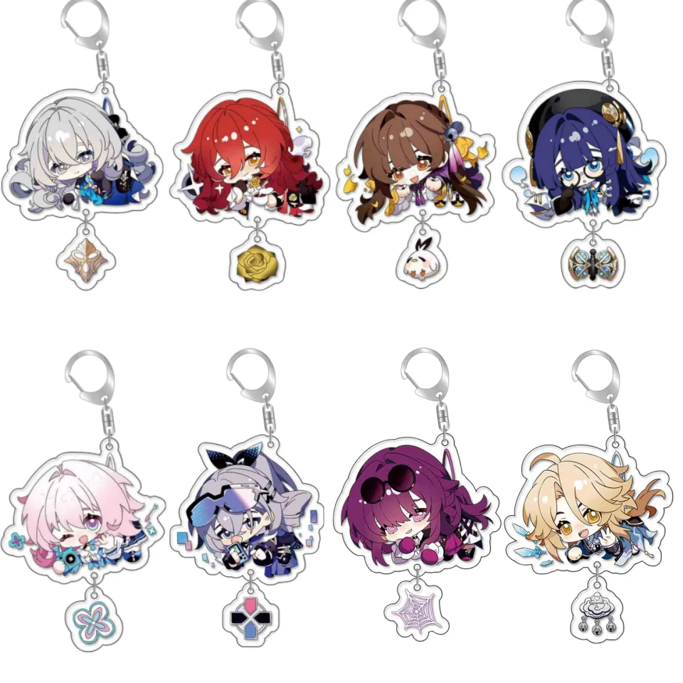 

Hot Game Honkai Star Rail Keychain Dan Heng Bronya Rand Asta Herta Himeko Q Version Figure Acrylic Keyring Chaveio for Fans Gift