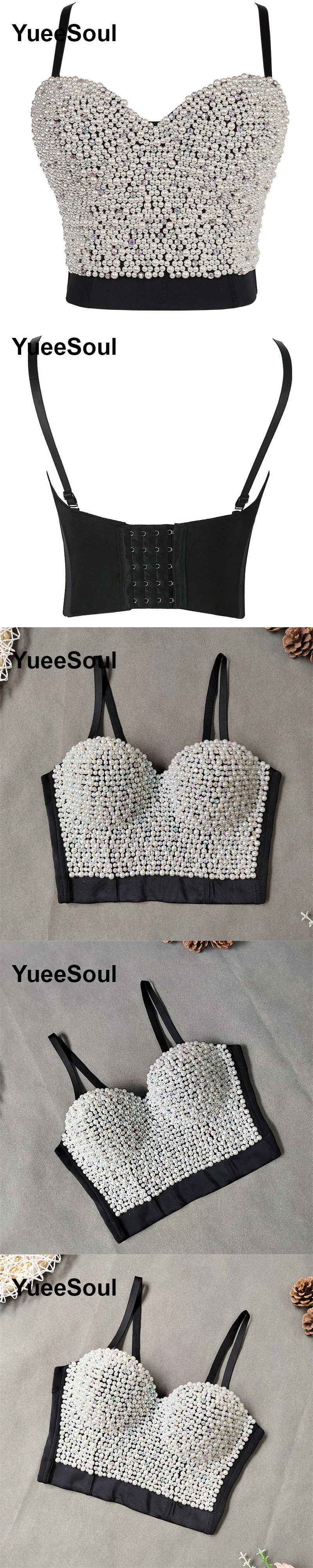 Black Y2K Tops White Rhinestone Sequins Tassel Slim Crop Top New Gothic Party Club Wedding High Street Sexy Corset Top Camis