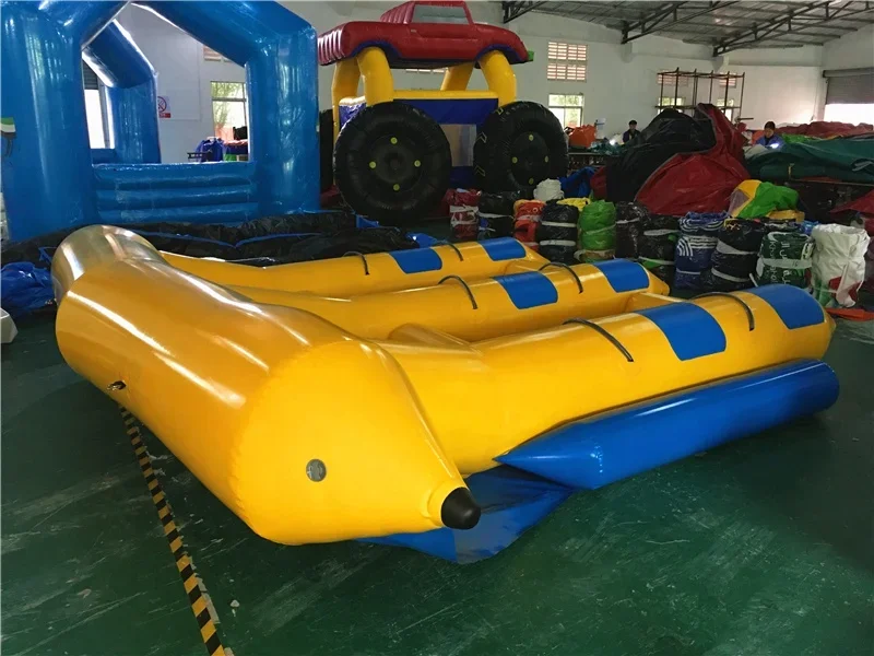 คุณภาพสูง Inflatable Triplex แถว Flying Fish Raft เรือ,Inflatable Fly Fish Ride Banana Boat ลดราคา