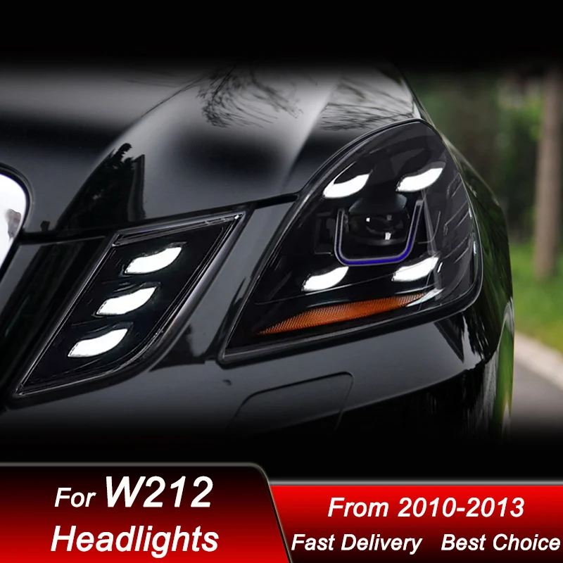 المصابيح الأمامية للسيارة لمرسيدس بنز E Class W212 2010-2013 بورش نمط LED السيارات كشافات الجمعية العارض عدسة الملحقات عدة #4