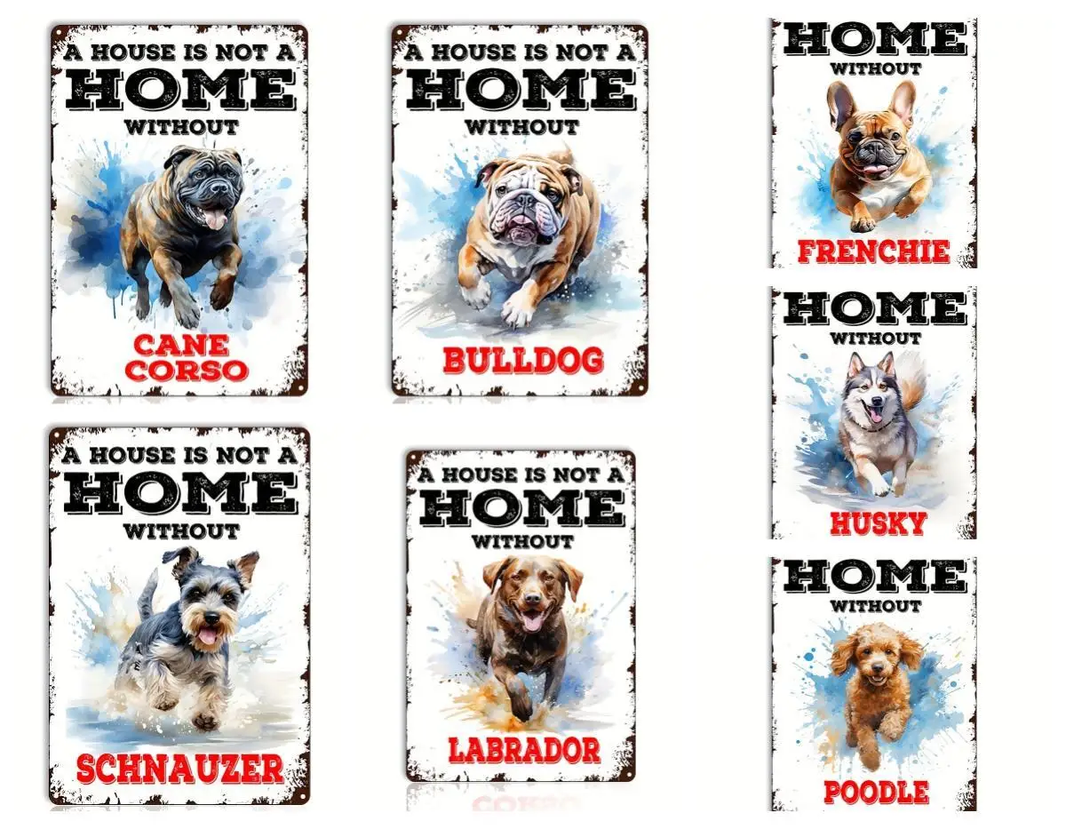 Vintage Cane Corso//Bulldog/Husky/Labrador/Poodle/Schnauzer Sign,A House Is Not A Home Without, Wall Decor Home Kitchen Bedroom