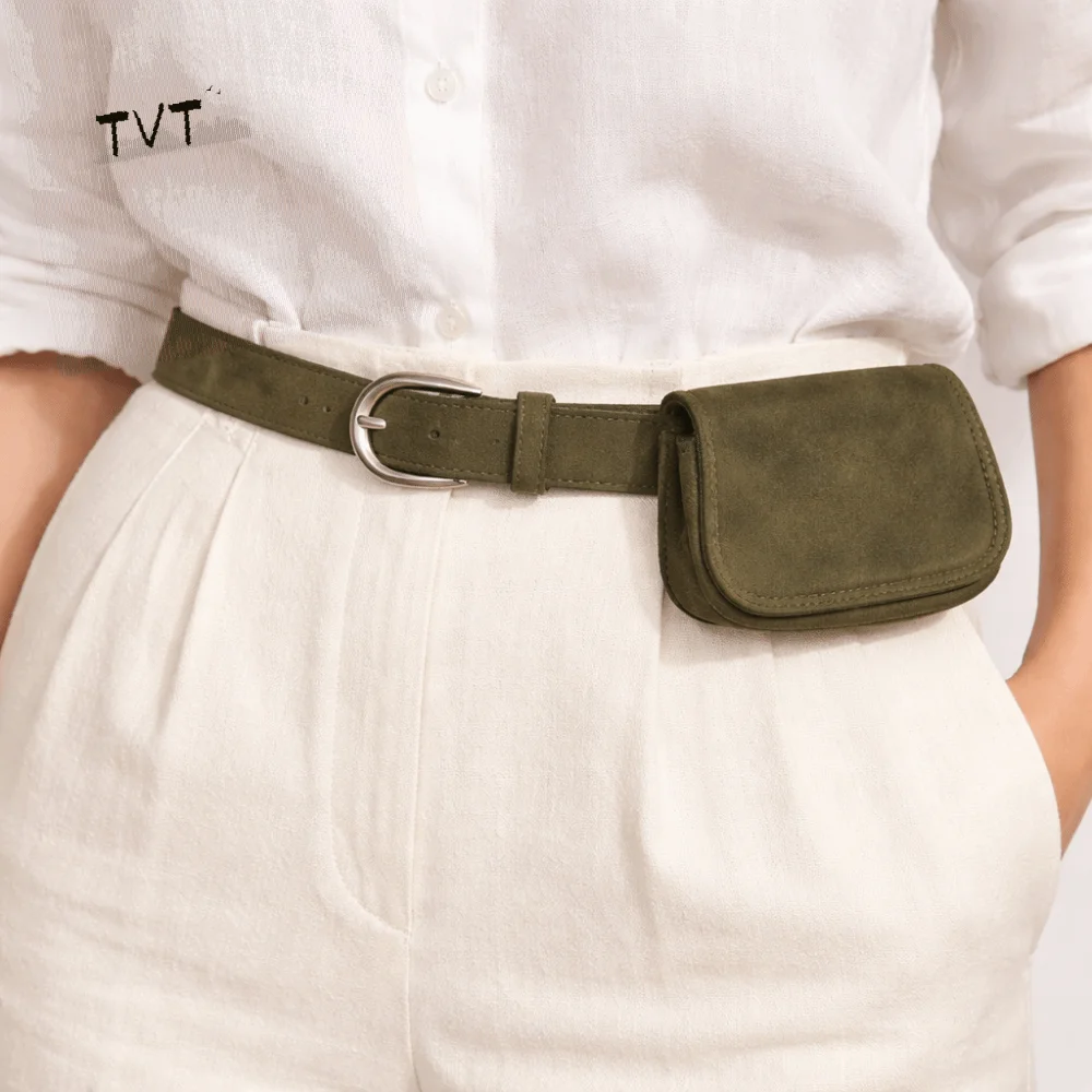 

Fashion Korean Style Suede Waist Belt Bag Retro Vintage Waist Bag Leather Belt Trouser Decoration PU Leather Belt Purse Lady