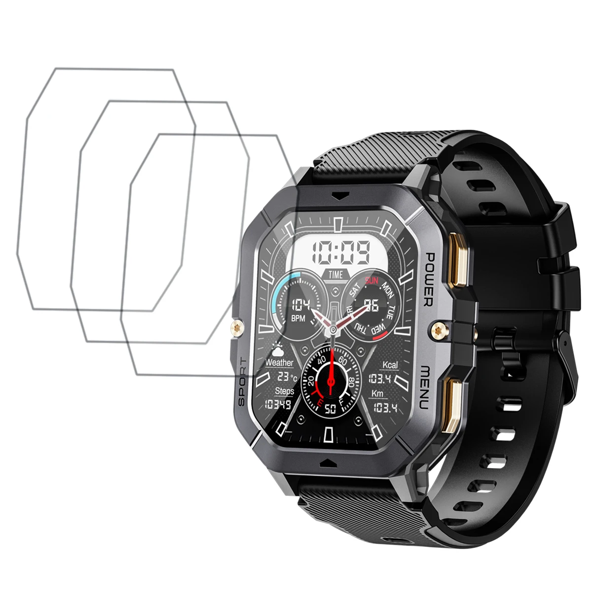 Совместим с защитной пленкой для экрана смарт-часов DEKELIFE Military C28, [3 шт.] Удобная для пользователя прозрачная пленка из ТПУ в полузаподборке