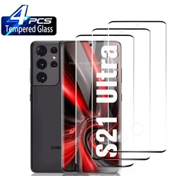 4Pcs 3D Curved Ultrasonic Fingerprint Tempered Glass For Samsung Galaxy S21 Ultra Screen Protector Glass Film