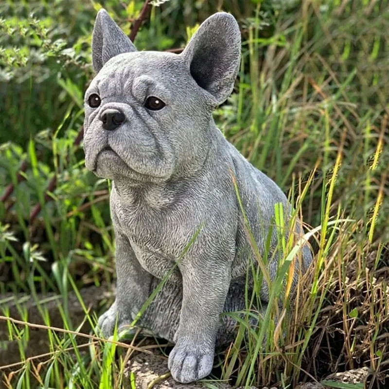 Resin Statue Simulation Shar-Pei Dog Figurine, Guard Corgi Sculpture, Outdoor Garden Patio Yard Decorative Ornament