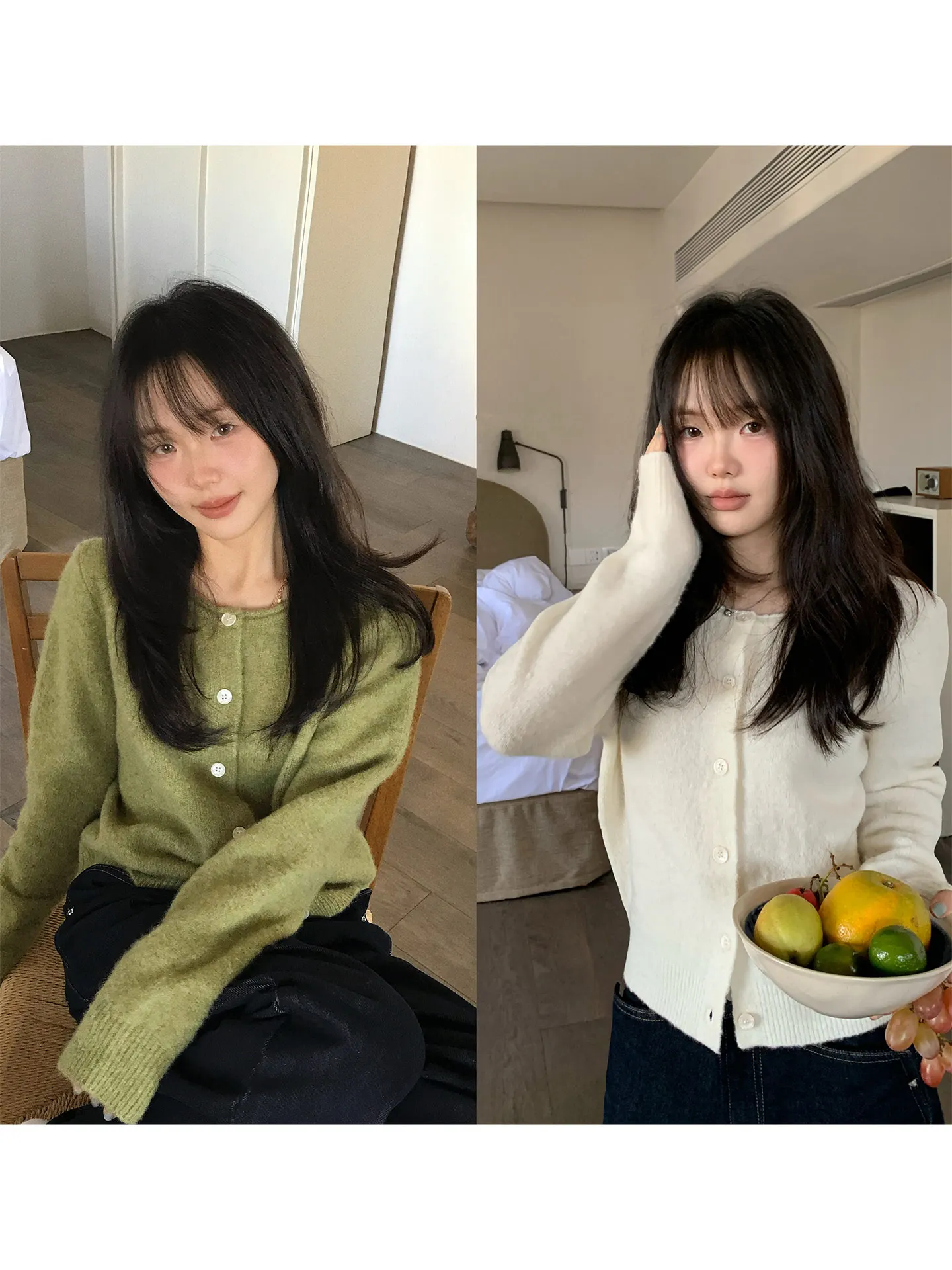 

Basic Long Sve round Ne Knitted Wool Sweater Button Simple Sle Cardigan Outerwear for Women Straight Cut Winter Coat